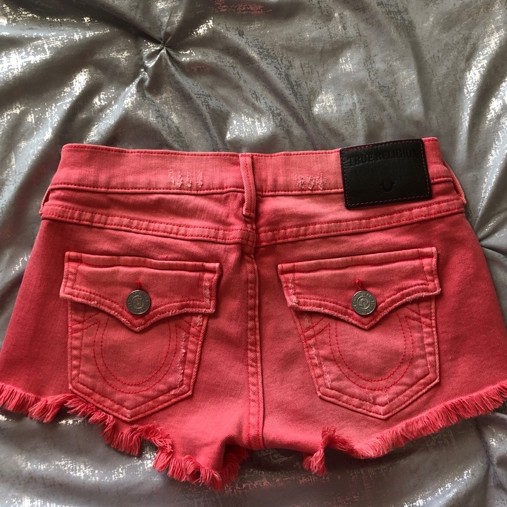 true religion pink shorts